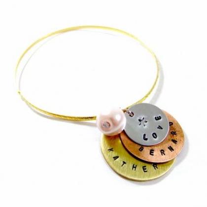 Hand Stamped Jewelry - Personalized Bangle..