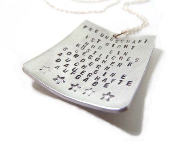 Hand Stamped Jewelry - Necklace Personalized With Text