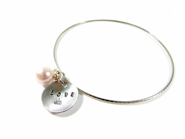 Hand Stamped Jewelry - Personalized Bracelet Adjustable With Your Text